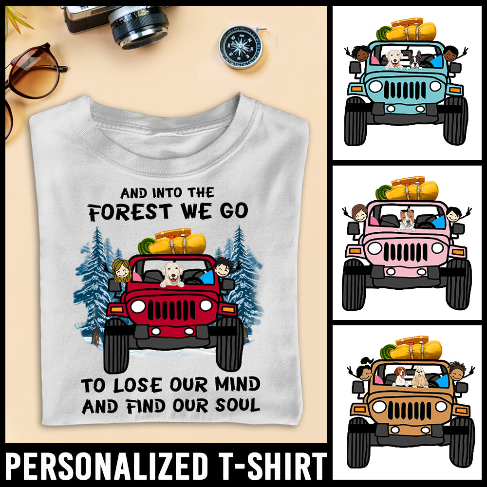 89Customized Personalized Shirt Camping Jeep Dog Girl And Into The Forest