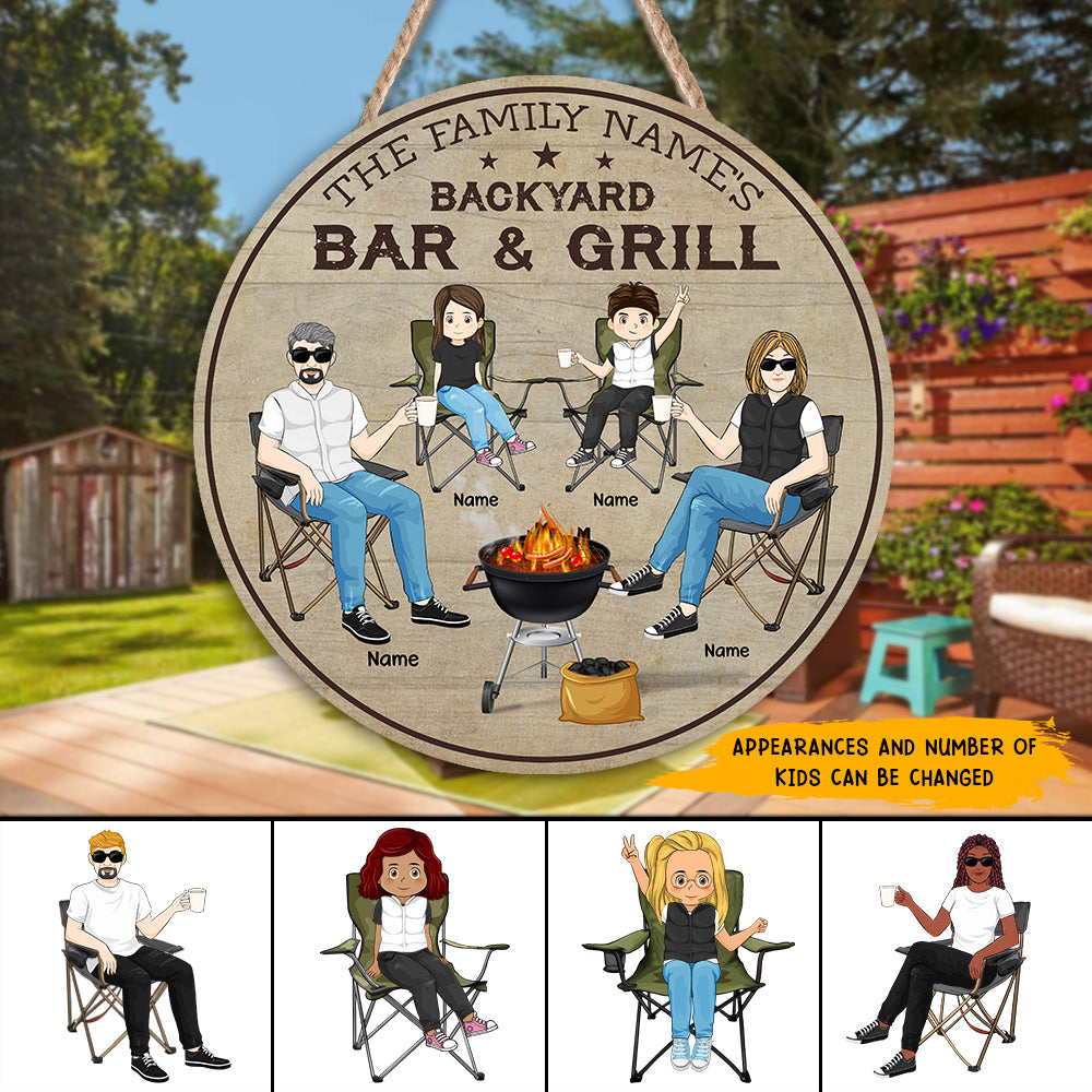 89Customized Backyard bar and grill personalized wood sign