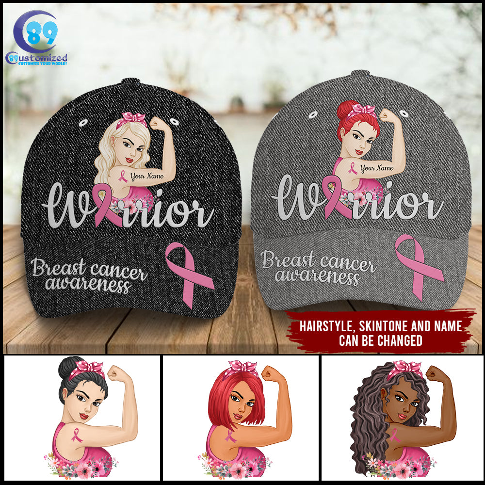 89Customized Breast cancer warrior strong woman personalized 3D cap