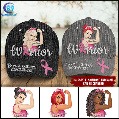 89Customized Breast cancer warrior strong woman personalized 3D cap