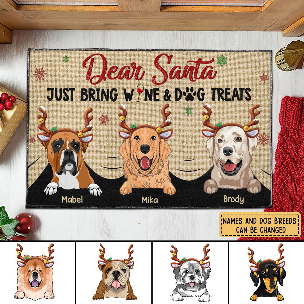 89Customized Dear Santa Just Bring Wine And Dog Treats - Personalized Doormart