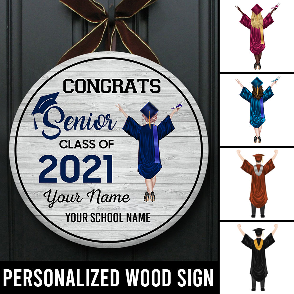 89Customized Personalized Wood Sign Senior Class Of 2021