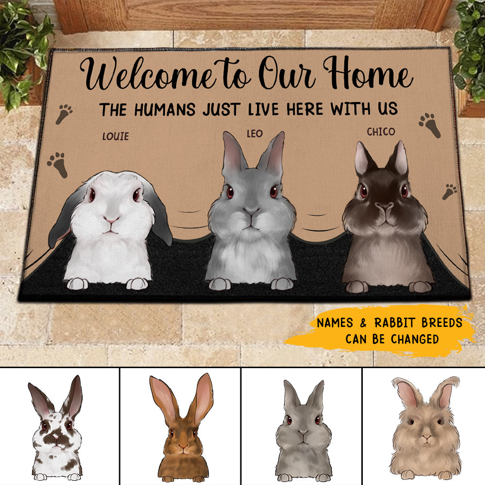 89Customized Welcome to our home Rabbit Lovers Personalized Doormat