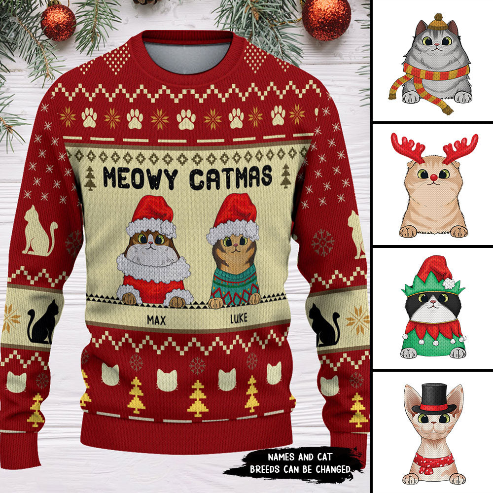 89Customized Meowy Catmas Personalized Sweater