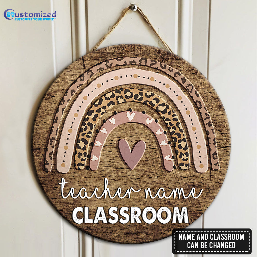 89Customized Leopard pattern Teacher personalied wood sign
