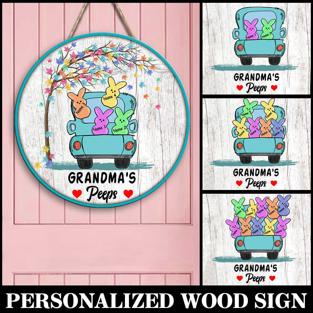 89Customized Family Personalized Wood Sign Grandma's Peeps Happy Easter