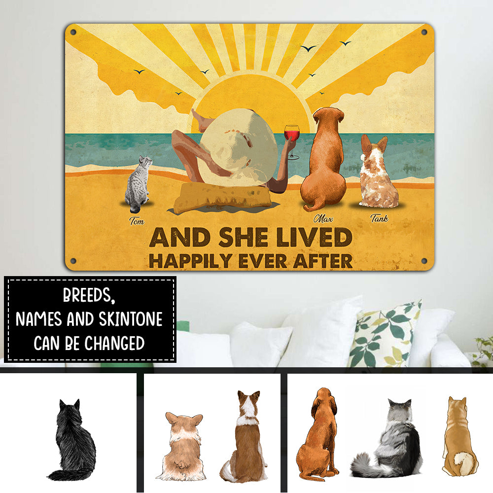 89Customized Dogs And Cats Happily Ever After Personalized Printed Metal Sign