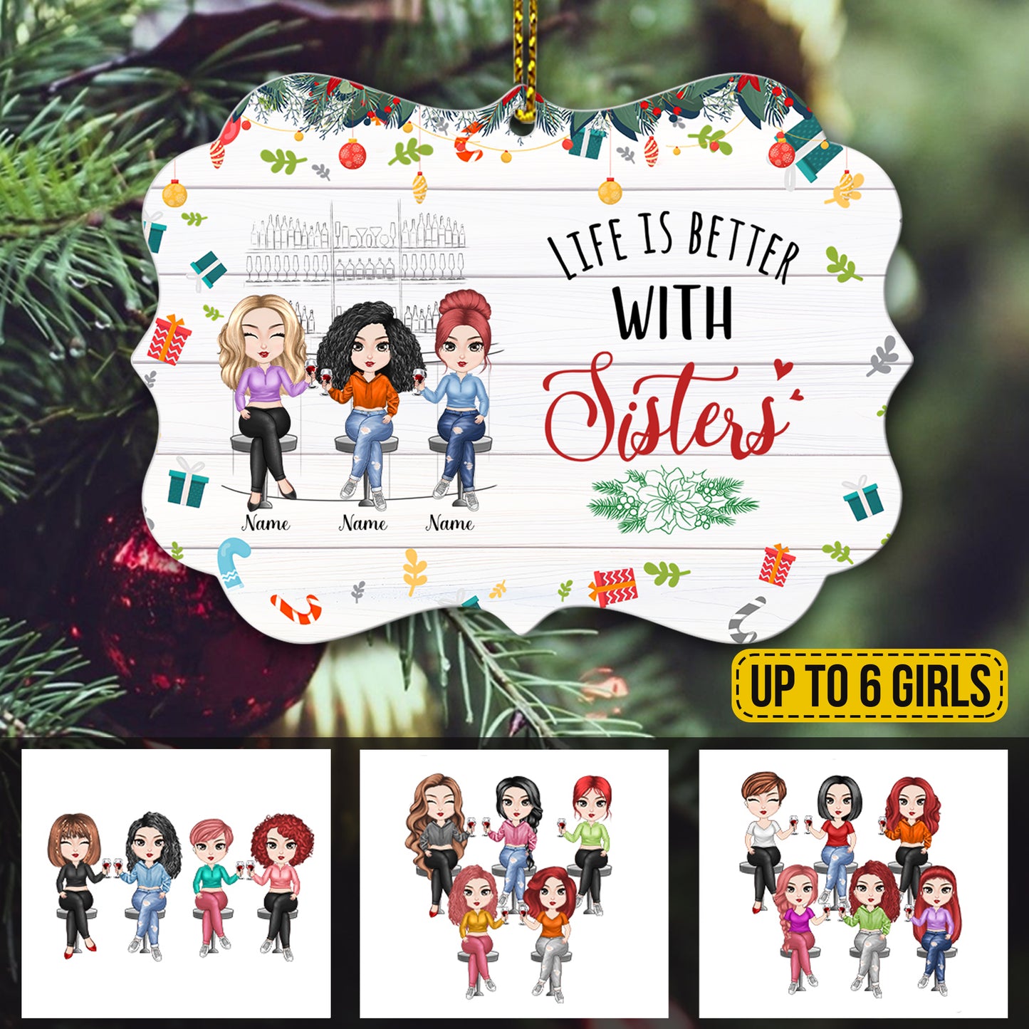 89Customized There Is No Greater Gifts Than Sisters Personalized One Sided Ornament