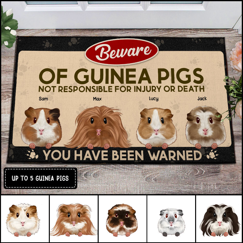 89Customized Beware Of Guinea Pigs Funny Personalized Doormat