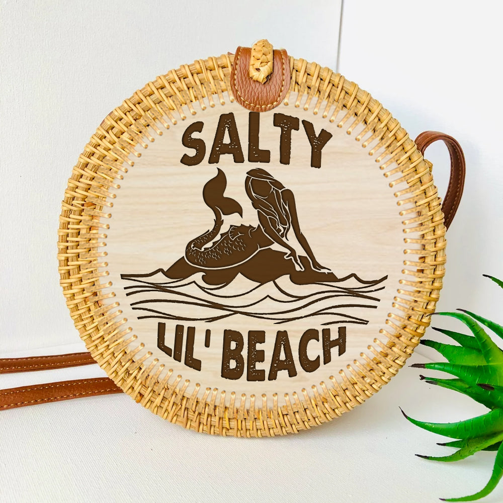 89 Customeized Salty lil' beach rattan straw bag