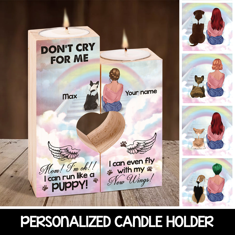 89Customized Personalized Candle Holder Dog Mom Memorial Don't Cry For Me