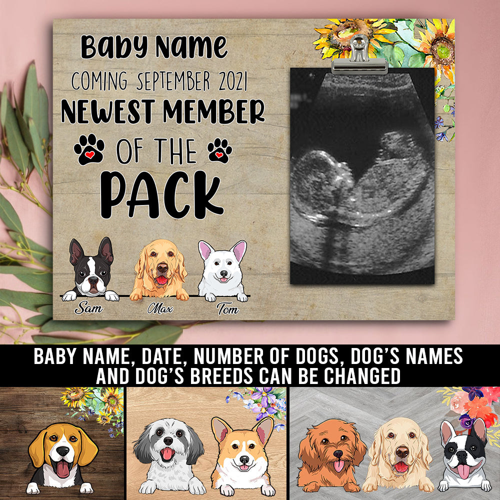 89Customized Newest member of the pack personalized photo clip frame