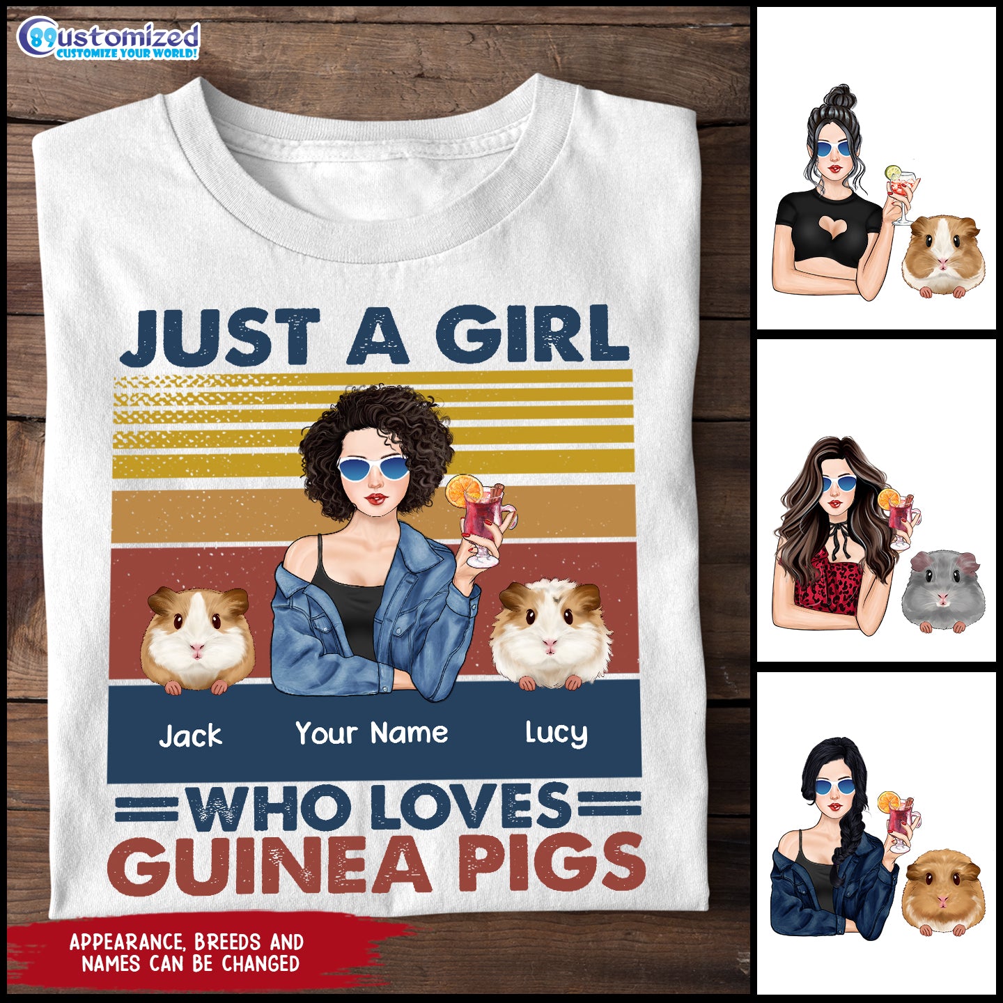 89Customized Guinea Pigs Make Me Happy Personalized Shirt