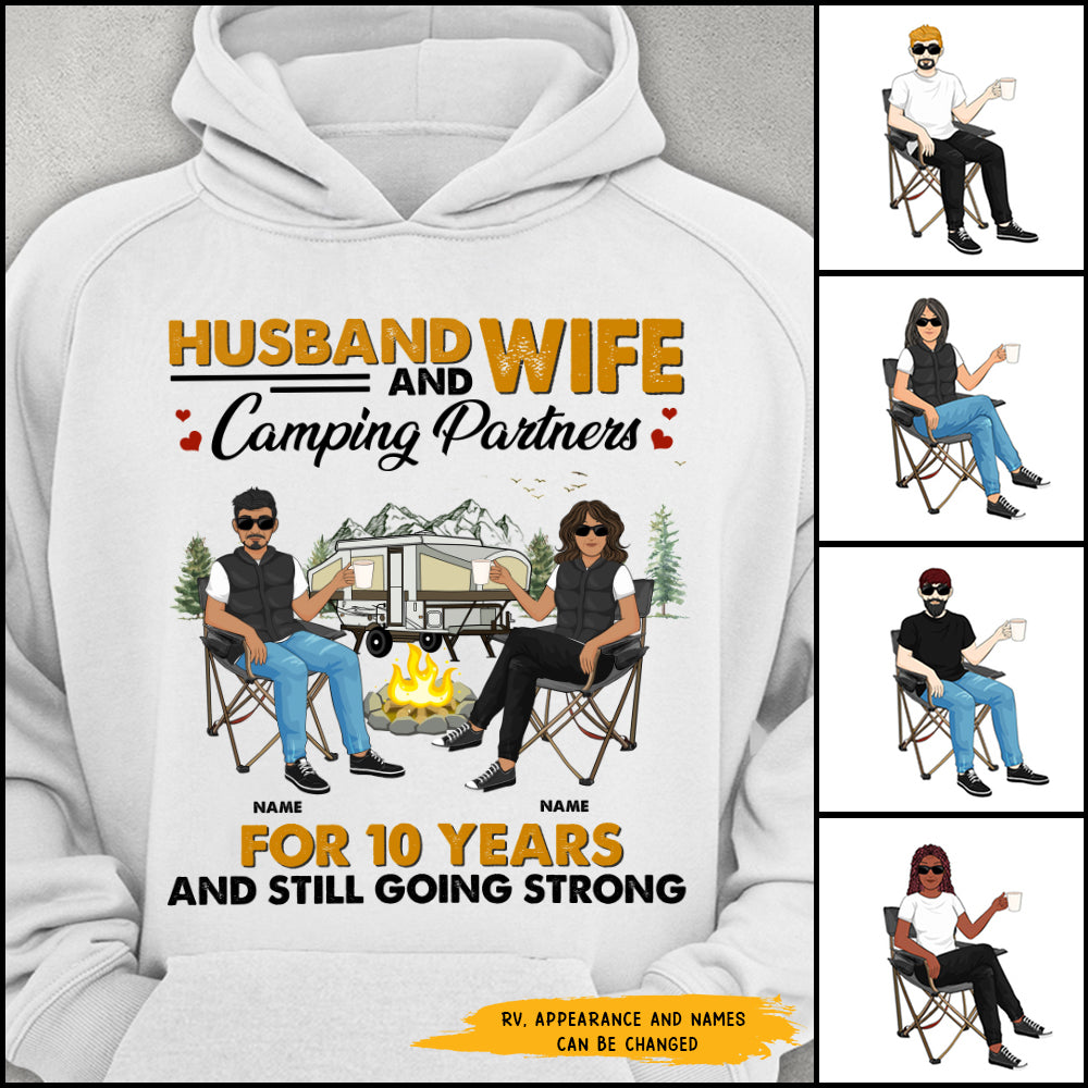 89Customized Husband And Wife Camping Partners For 10 Years And Still Going Strong Personalized Shirt