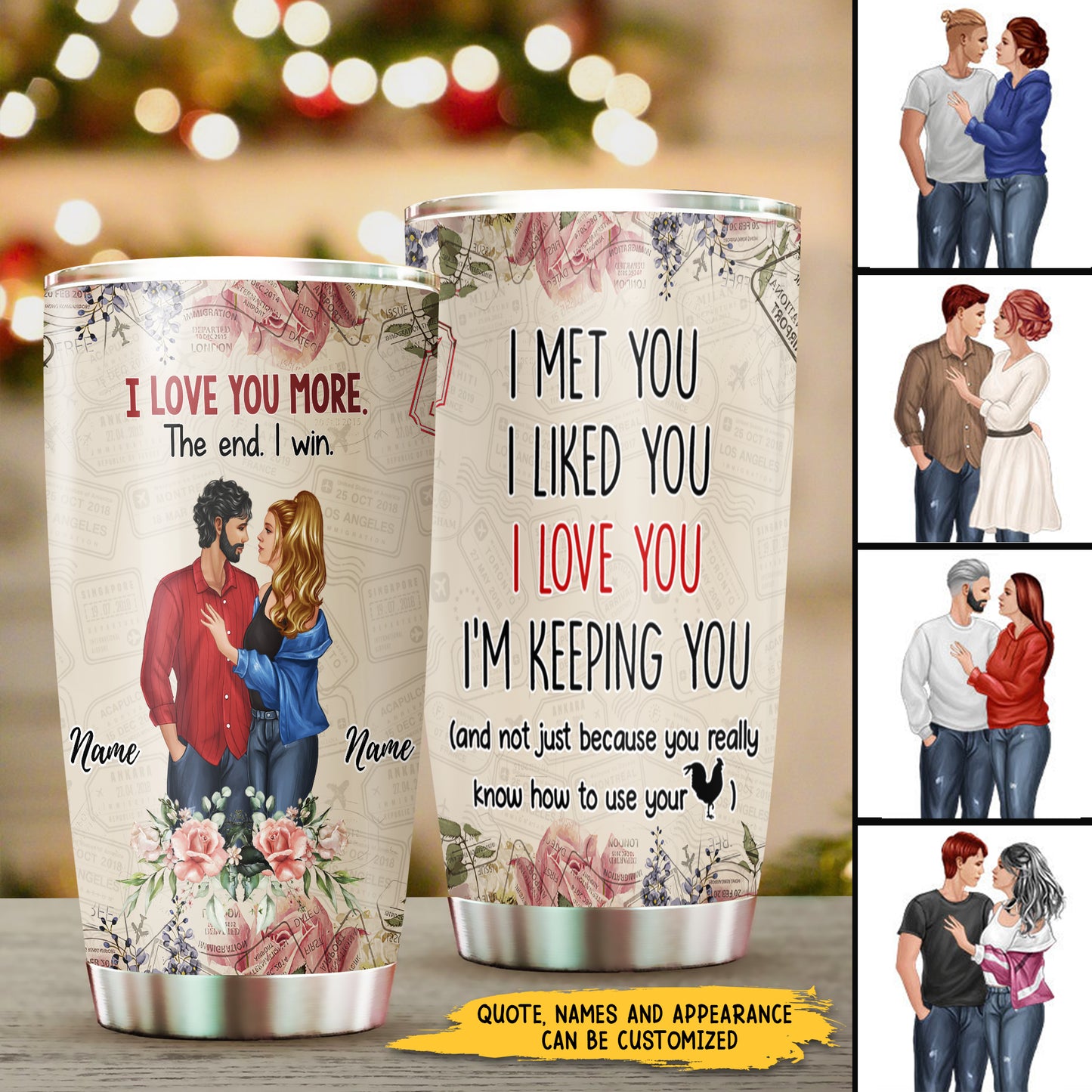 89Customized You are my person Valentine's Gift for Lovers Husband Wife Couple Personalized Tumbler