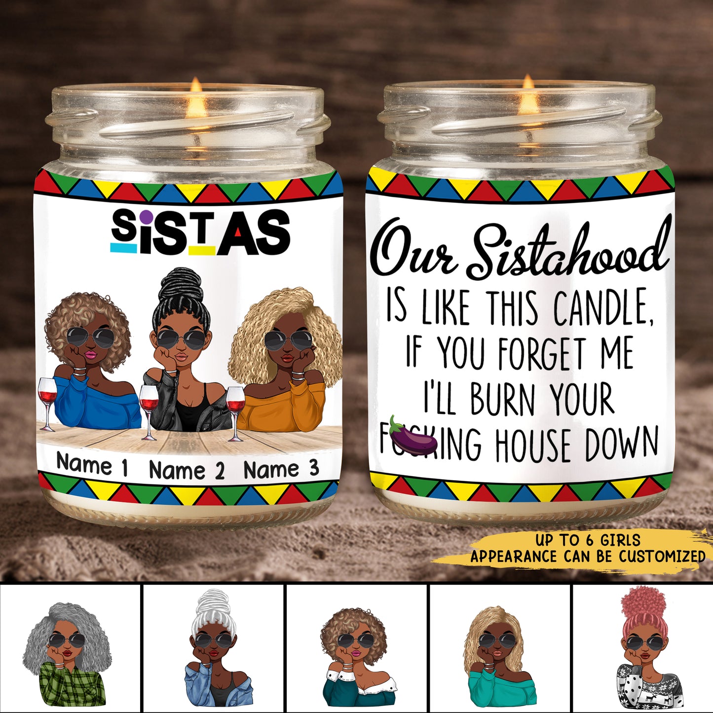 89Customized Sista - Soul Sister - Black Magic Girl Personalized Candle