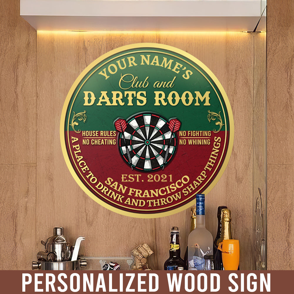 89Customized Club and Darts room Customized Wood Sign