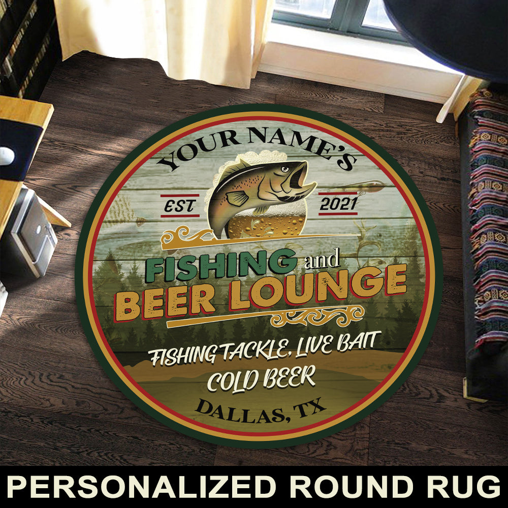 89Customized Fishing and beer lounge Customized Round Rug