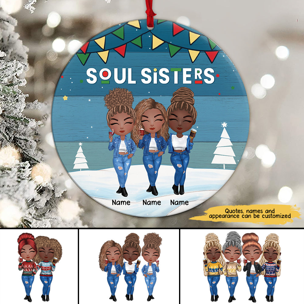 89Customized Sistas Soul Sisters Personalized Ornament