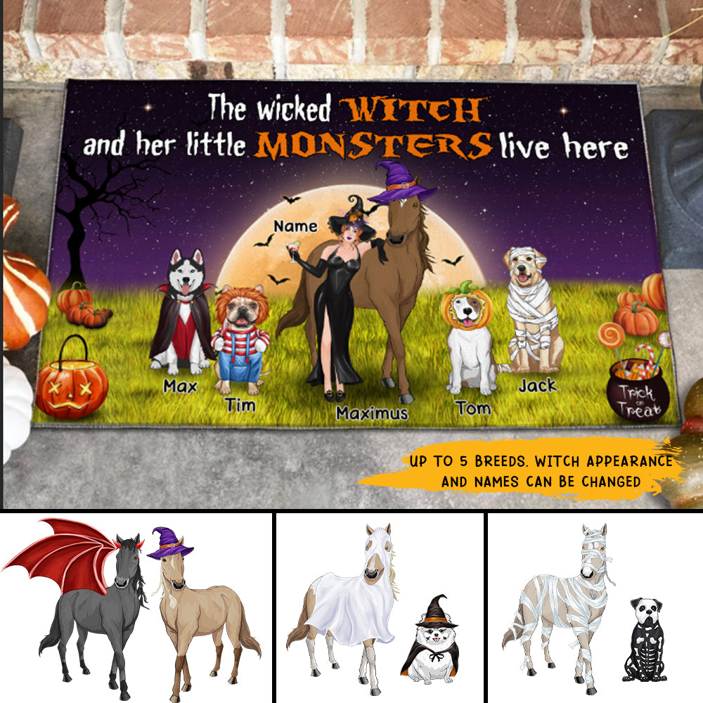 89Customized The Wicked Witch And Her Little Monsters Horses And Dogs Live Here Personalized Doormat
