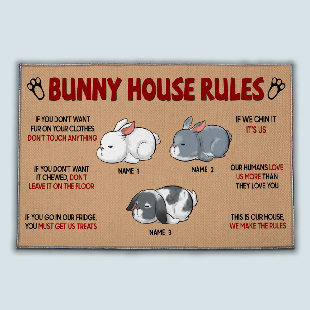 89Customized Bunny House Rules Rabbits Personalized Doormat