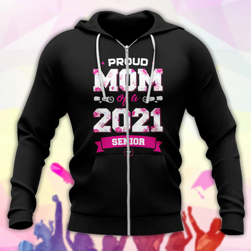 89Customized 2D Shirt Senior Proud Mom Floral