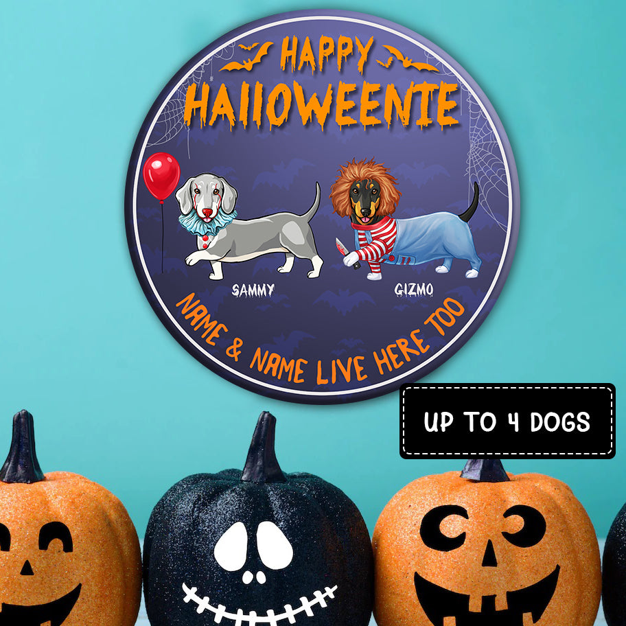 89Customized Happy Halloweenie Personalized Wood Sign
