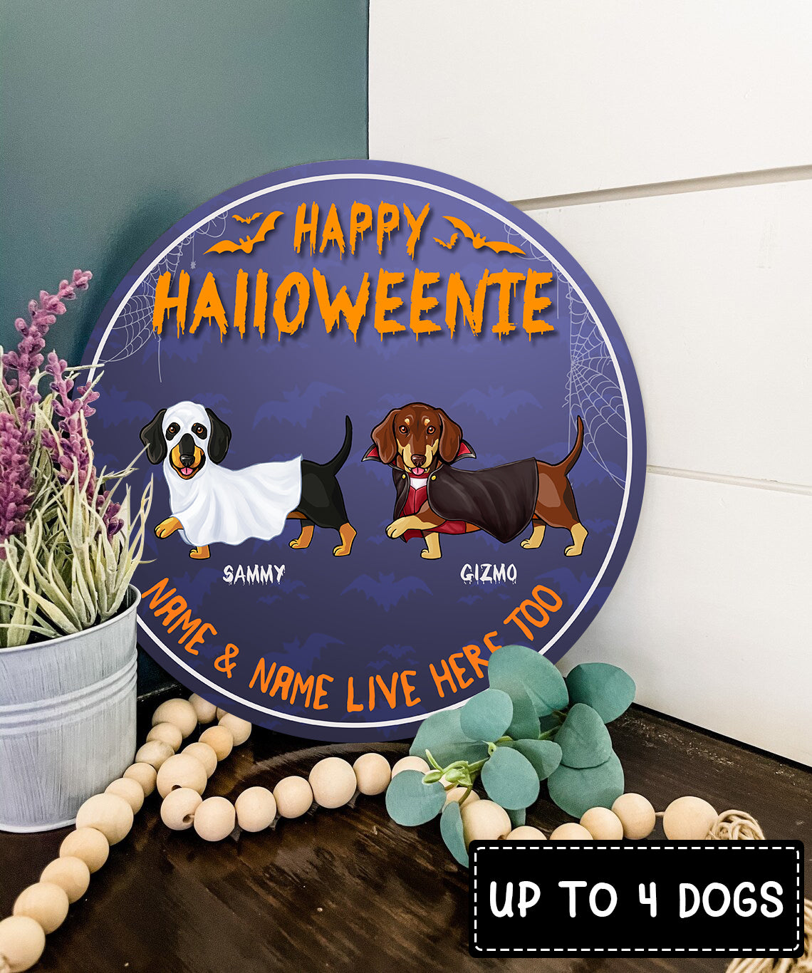 89Customized Happy Halloweenie Personalized Wood Sign