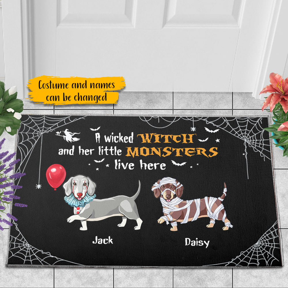 89Customized Happy Halloweenie Dachschund Personalized Doormat