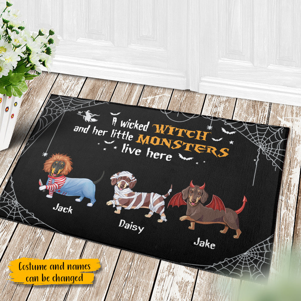 89Customized Happy Halloweenie Dachschund Personalized Doormat