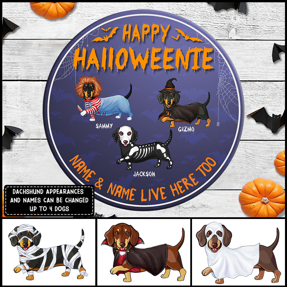 89Customized Happy Halloweenie Personalized Wood Sign