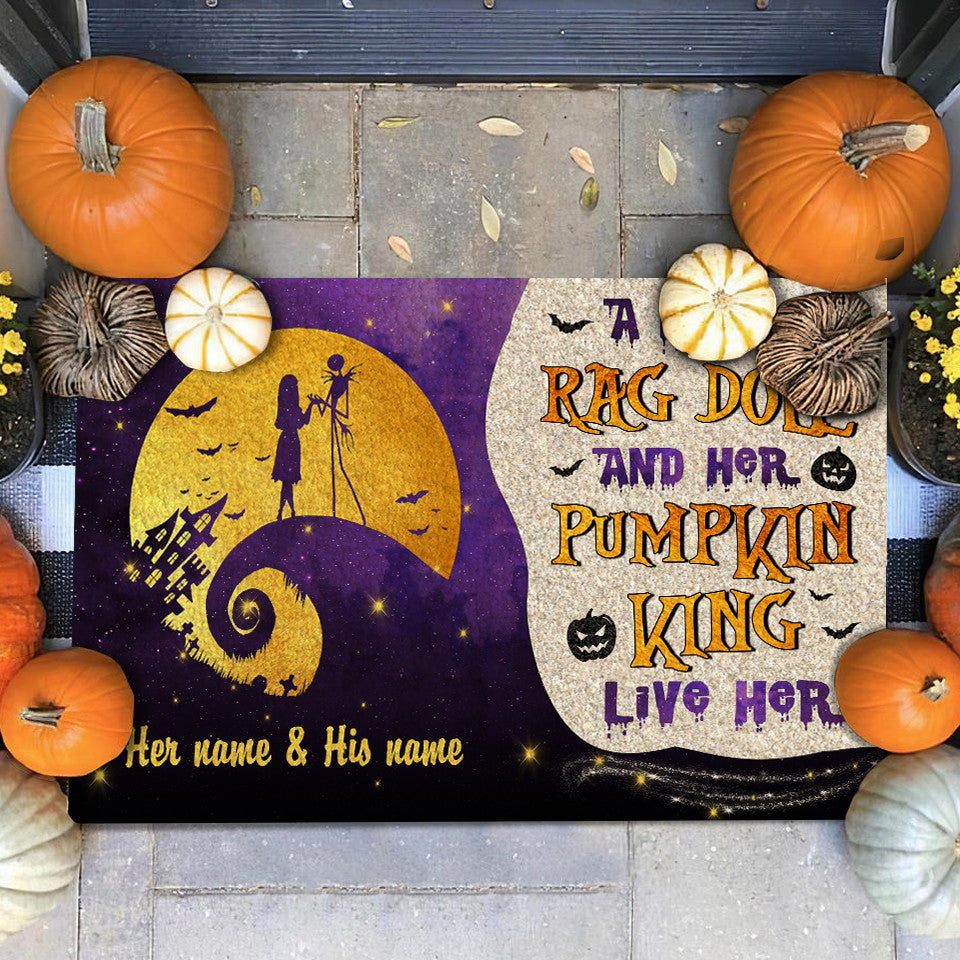 89Customized A lovely rag doll and her pumpkin king live here