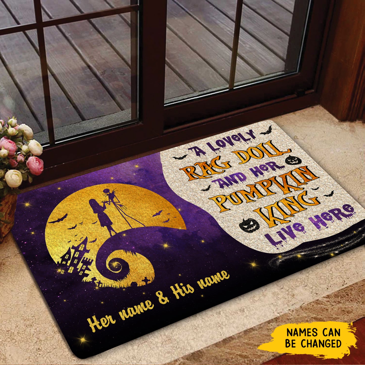 89Customized A lovely rag doll and her pumpkin king live here