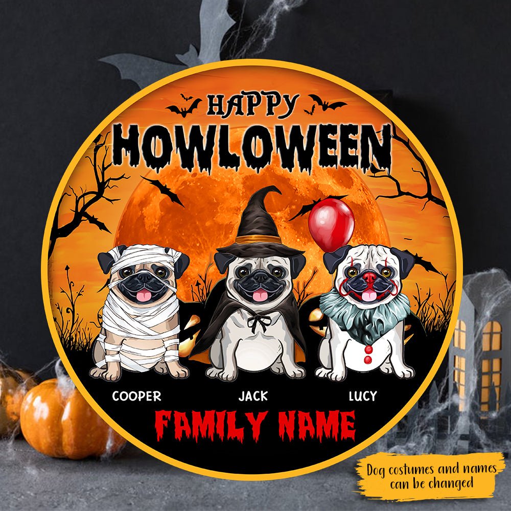 89Customized Pugs Happy Howloween Lick Or Treat Personalized Wood Sign