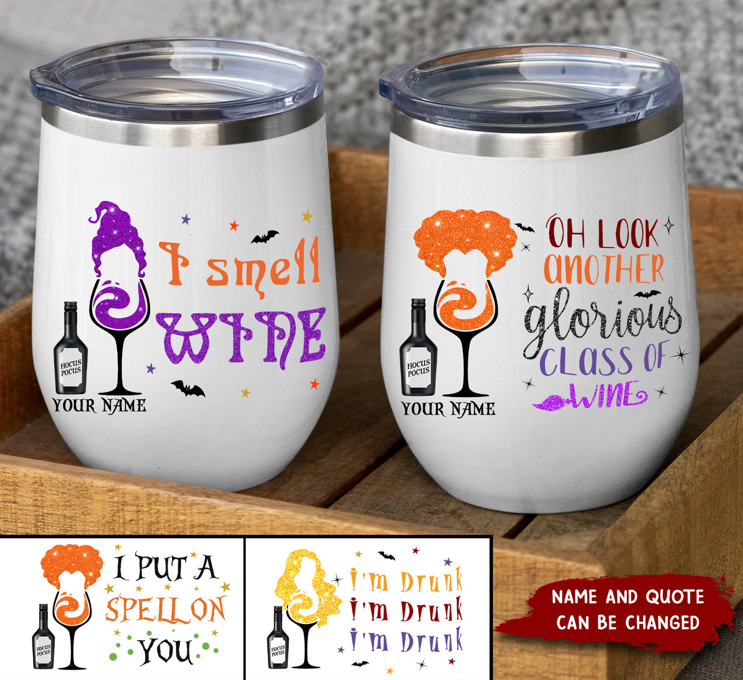 89Customized Oh look another glorious class of wine Hocus Pocus Customized Wine tumbler