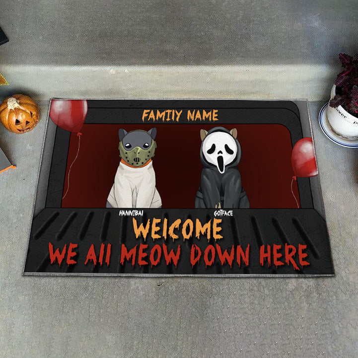 89Customized Welcome We all meow down here Doormat