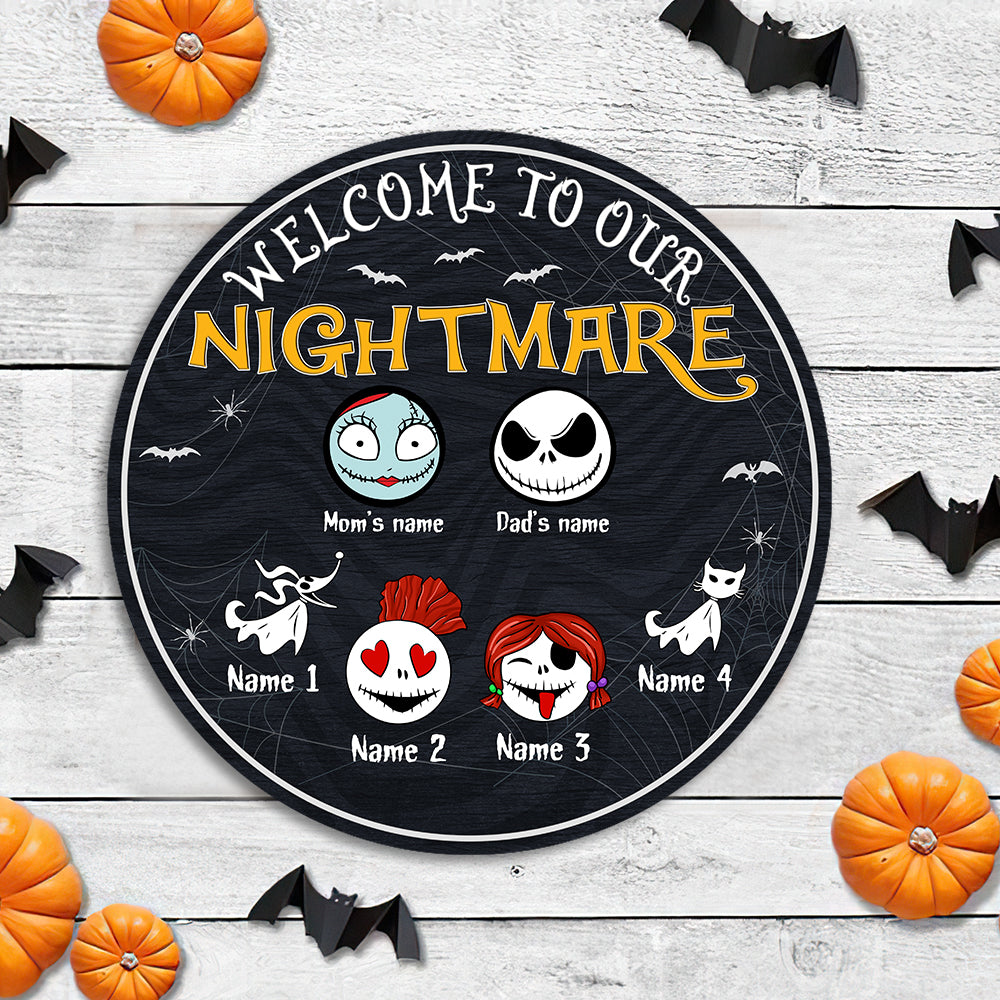89Customized Welcome to our nightmare personalized wood sign