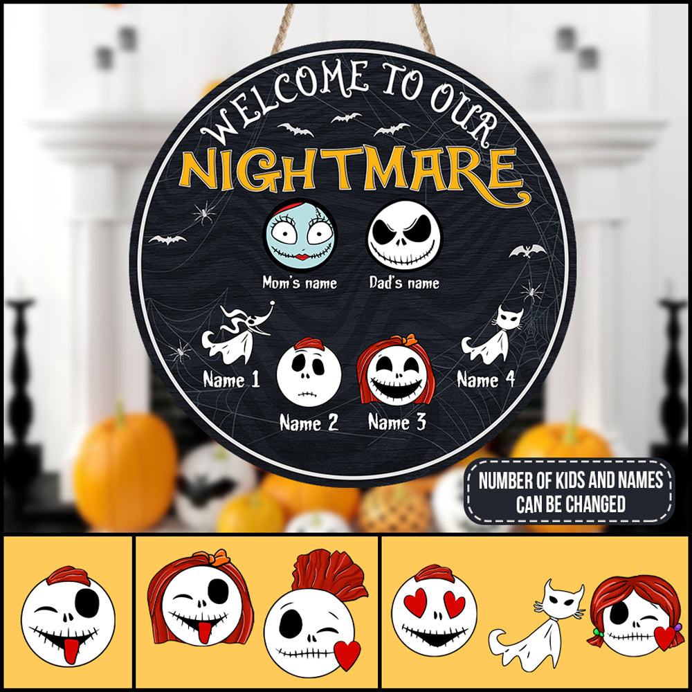 89Customized Welcome to our nightmare personalized wood sign