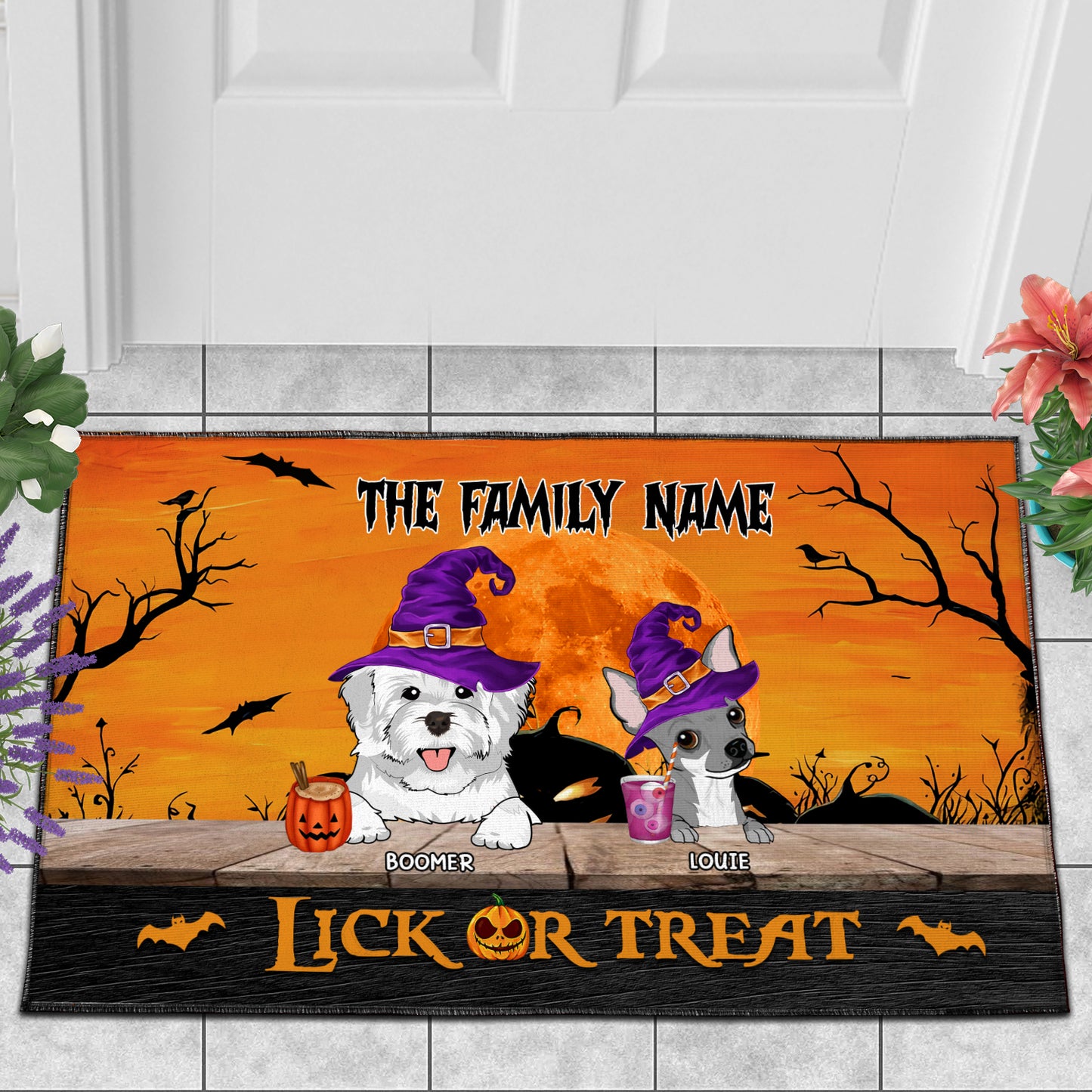 89Customized Happy Howloween Lick Or Treat Customized Doormat