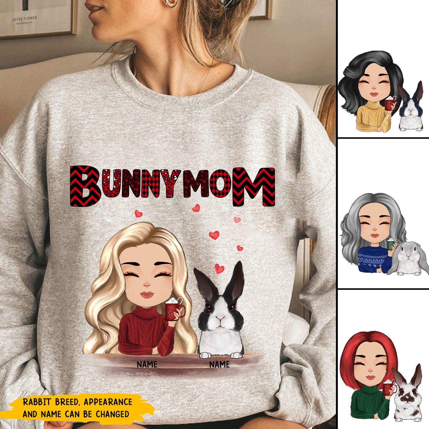 89Customized Bunny Mom Rabbit Lovers Personalized Shirt