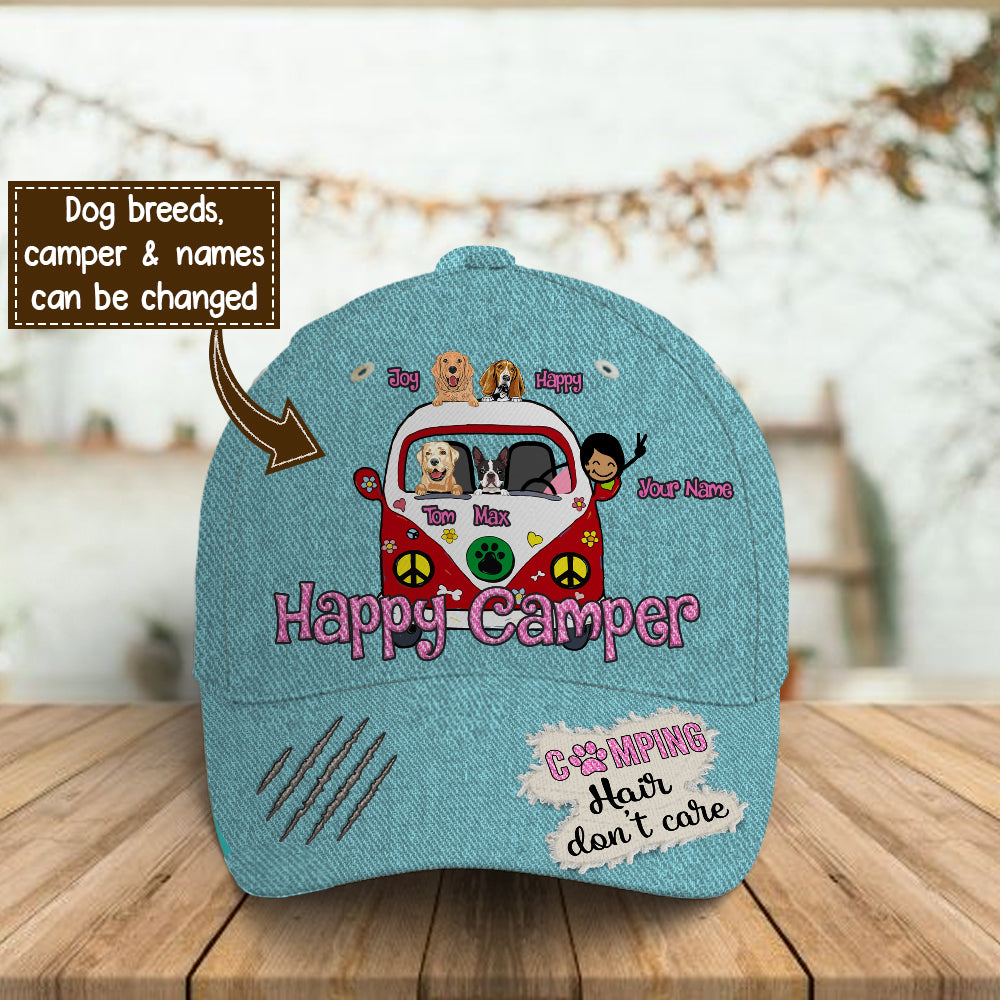 89Customized Personalized Cap Camping Happy Camper Dog