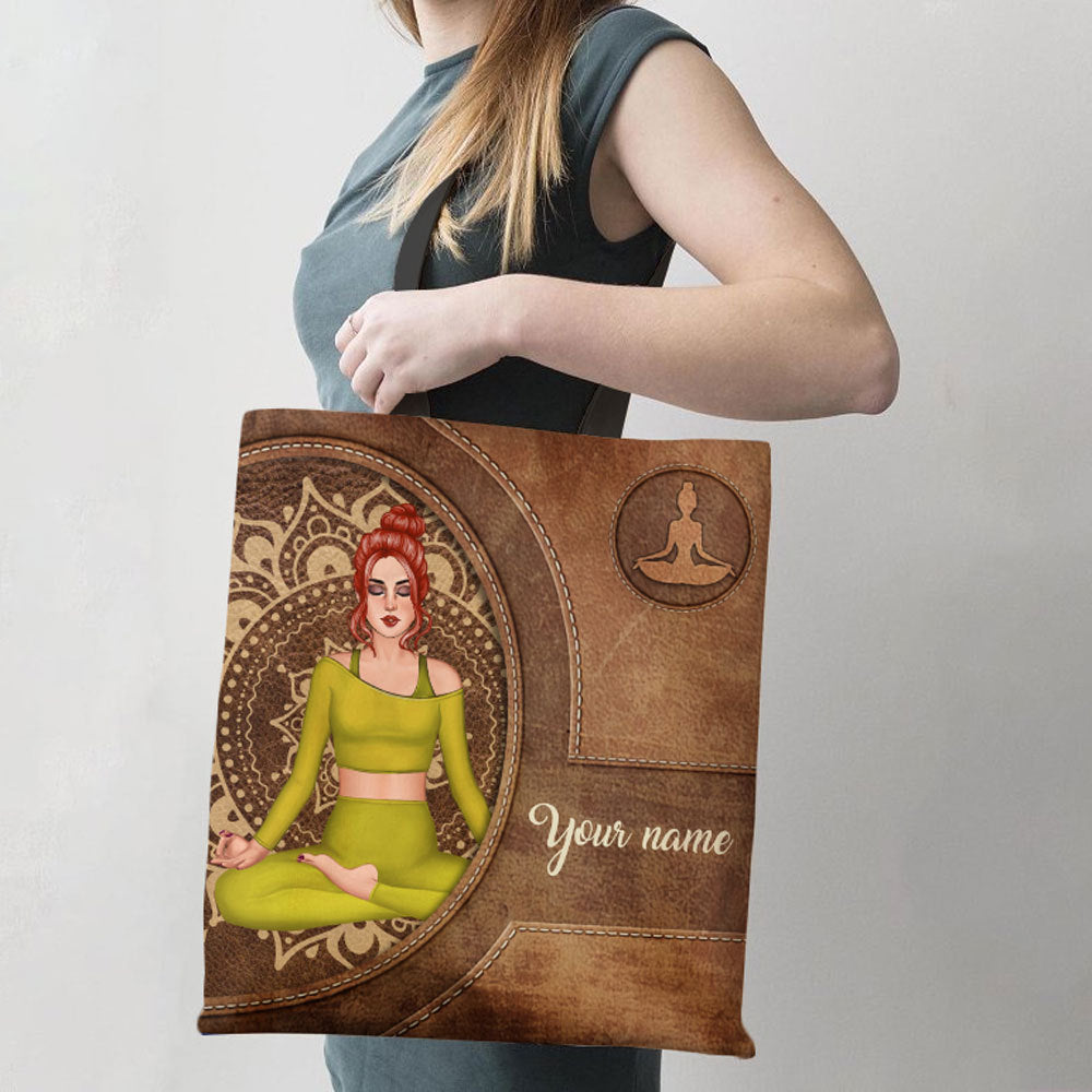 89Customized Yoga Girl 3D Leather Customized Tote Bag
