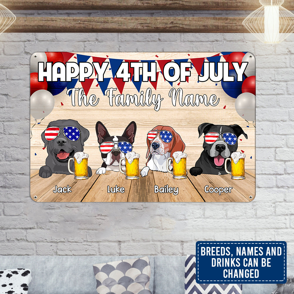 89Customized Happy 4th Of July Dogs Personalized Printed Metal Sign