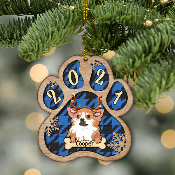 89Customized Dog Paw Print Personalized One Sided Ornament