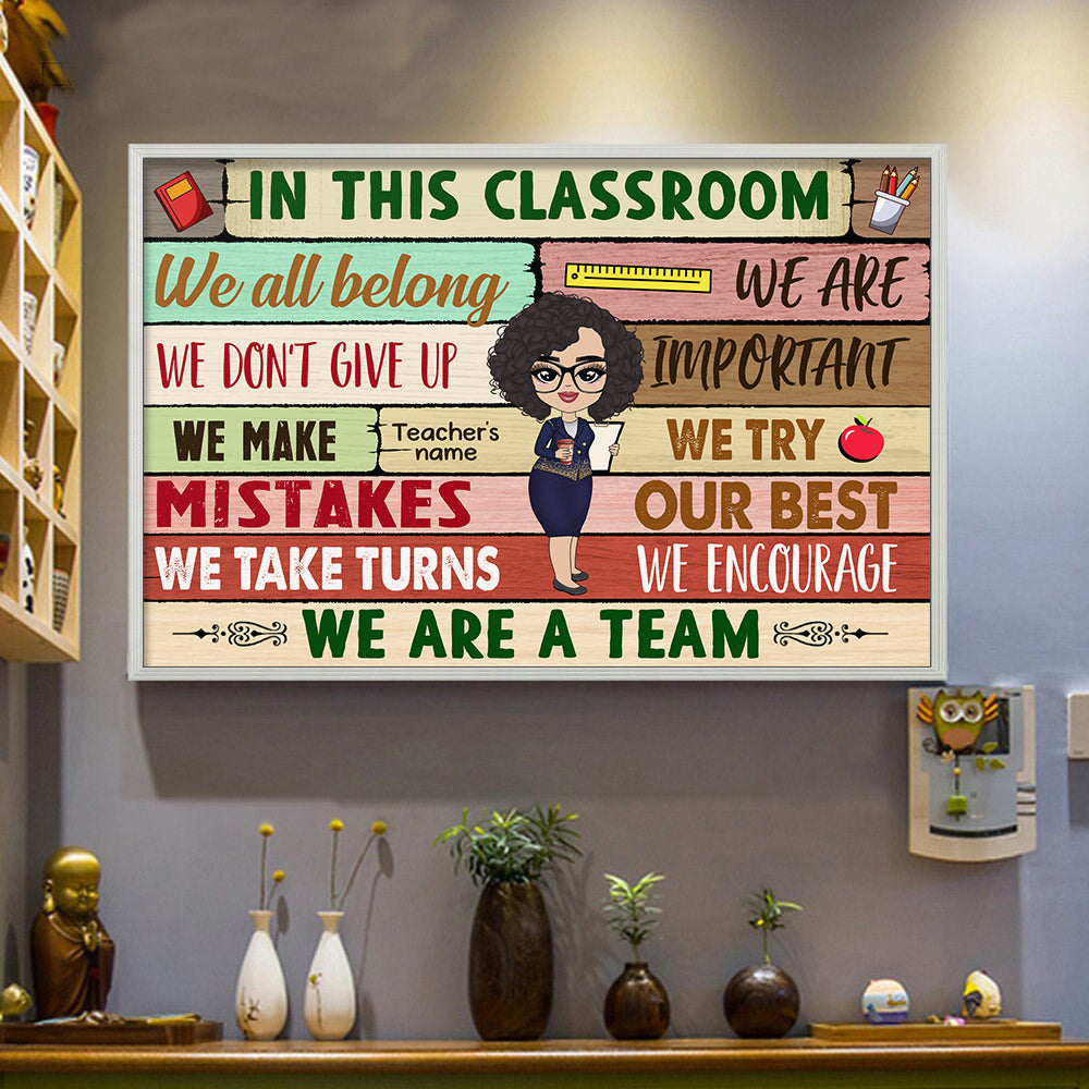 89Customized In this classroom we are a team 2 Customized Horizontal Poster