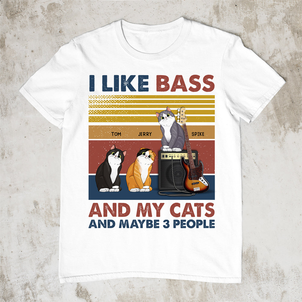 89Customized I like bass and my cats and maybe 3 people personalized shirt