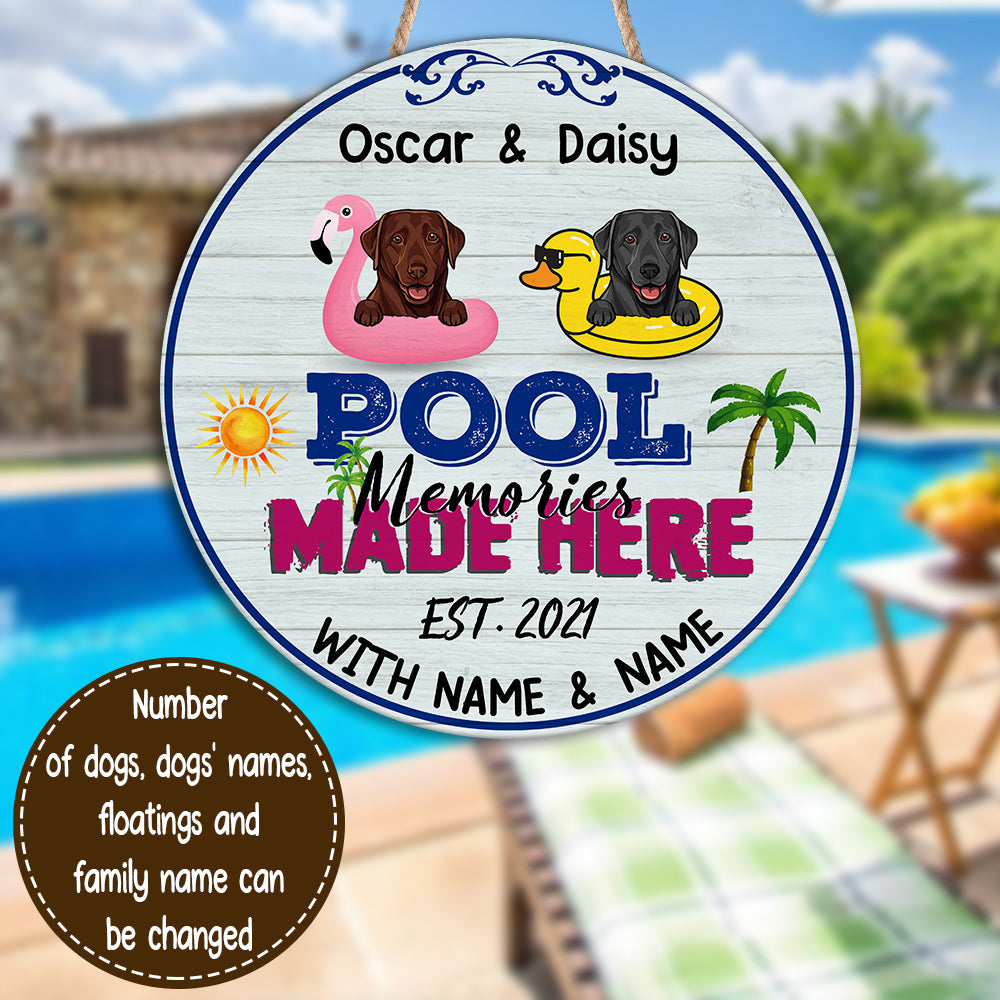 89Customized Dogs Pool Memories Made Here With Family Personalized Wood Sign