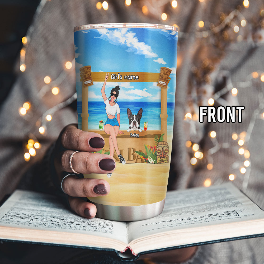 89Customized Beaches booze dogs Girl and Dogs Customized Tumbler