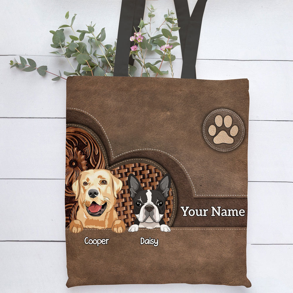89Customized Dog lover Leather Customized Tote Bag