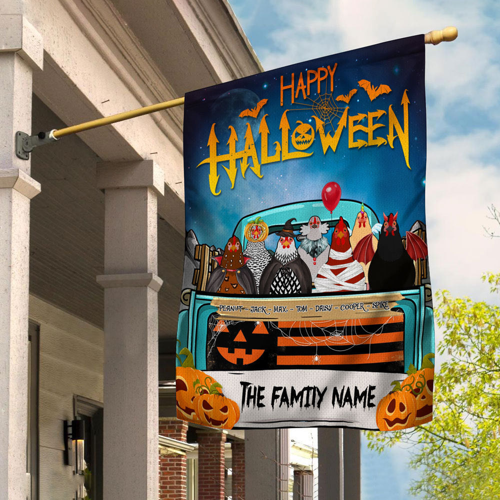 89Customized Happy Halloween chickens version personalized flag